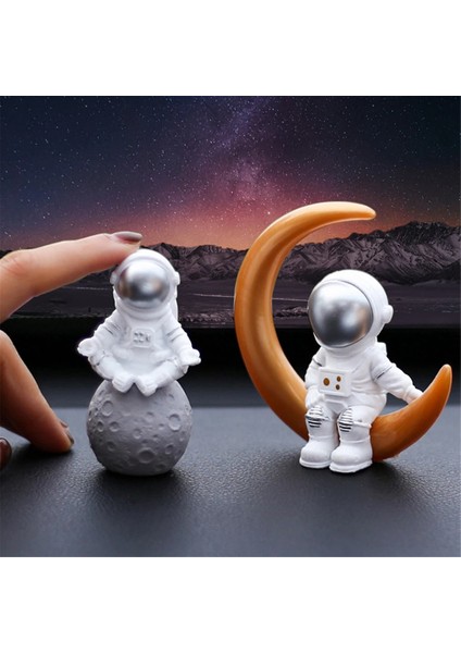 4 Adet Astronot Figür Heykeli Figür Gümüş (Yurt Dışından)