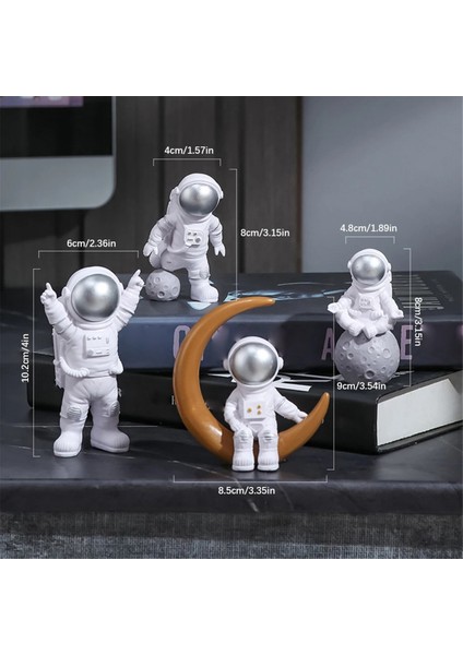 4 Adet Astronot Figür Heykeli Figür Gümüş (Yurt Dışından)