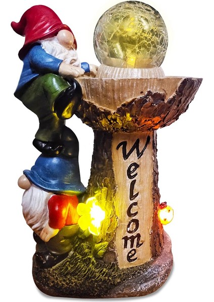 Bahçe Cücesi Heykeli, LED Işıklı Güneş Enerjili Bahçe Cüceleri Dekoru (Yurt Dışından)