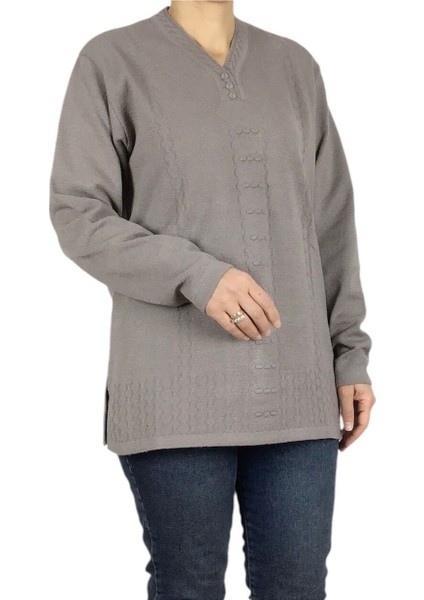 Kadın Vyaka Kapalı Üç Düğmelı Kalın Kışlık Anne Bluz modelleri