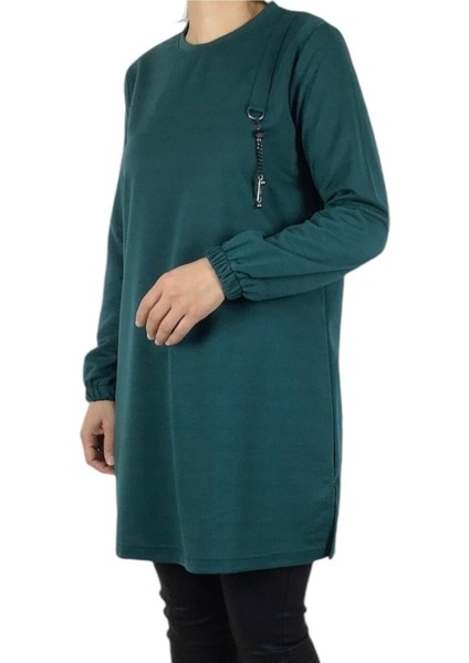 Kadın Kolları Lastikli Ön Broşlu Mevsimlik Iki Iplik Penye Tunik fiyatları