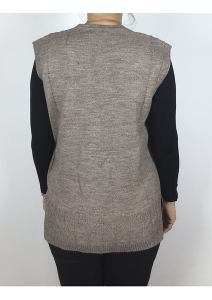 Önü Düğmeli Cepli Yünlü Kısa Anne Yelek fırsatları