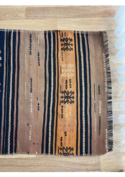 88 x 296 cm El Dokuma Kilim, Çizgili Desenli Vintage Yün Kilim, Boho Tarzı, Antik Anadolu Kilimi modelleri