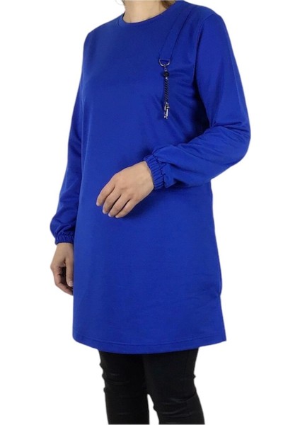 Kadın Kolları Lastikli Ön Broşlu Mevsimlik Iki Iplik Penye Tunik fiyatları