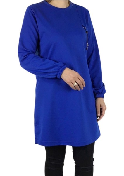 Kadın Kolları Lastikli Ön Broşlu Mevsimlik Iki Iplik Penye Tunik modelleri