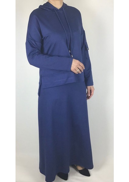 Kadın Kristal Iki Iplik Tunik Arkadı Uzun Önü Kısa Kapşonlu Etek Beli Lastikli Etek Volanlı Takım fiyatları