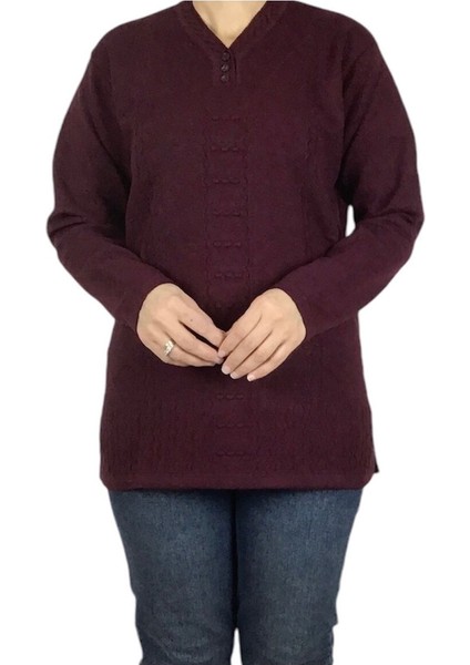 Kadın Vyaka Kapalı Üç Düğmelı Kalın Kışlık Anne Bluz