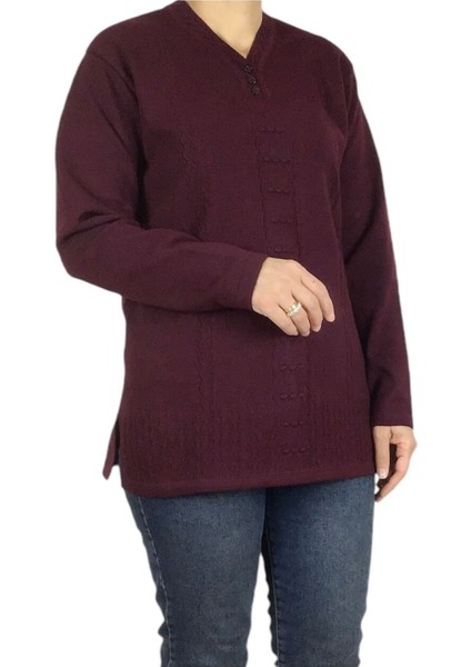 Kadın Vyaka Kapalı Üç Düğmelı Kalın Kışlık Anne Bluz modelleri