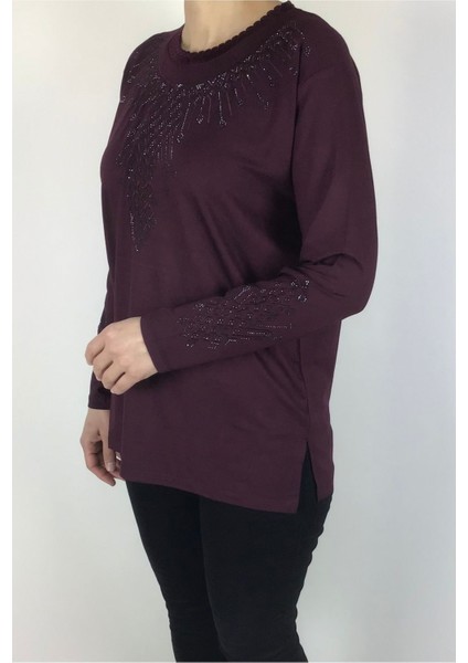 Likralı Turlu Viskon Önü ve Kolları Taşlı Bluz fiyatları