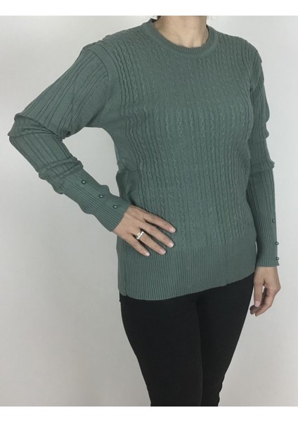 Saç Örgü Desenli Kalın Likralı Kolları Boncuk Detaylı Bluz fiyatları