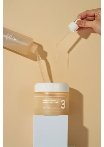 No.3 Radiance Glowing Jumbo Essence Pad - Canlandırıcı, Besleyici, Aydınlatıcı Tonik Ped 150ml