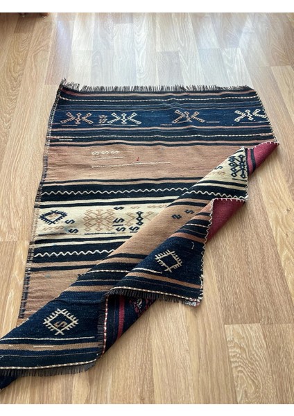 84 x 118 cm El Yapımı Yün Kilim, Çizgili Pıtrak Desenli Vintage Bohem Kilim, Eşsiz Dekoratif Kilim fiyatları