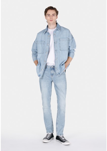 044 Karl Straight Fit Düşük Bel Düz Paça Erkek Mavi Jean Pantolon CL1073395