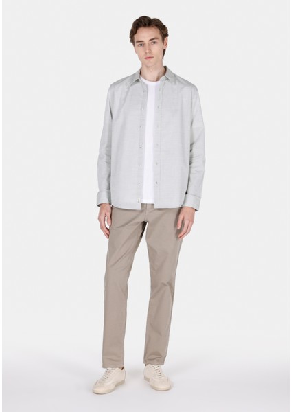 Regular Fit Shirt Neck Düz Erkek Yeşil Uzun Kol Gömlek CL1073846 modelleri