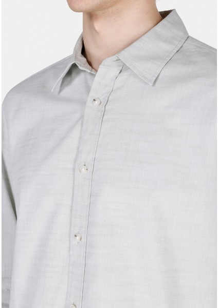 Regular Fit Shirt Neck Düz Erkek Yeşil Uzun Kol Gömlek CL1073846 fırsatları