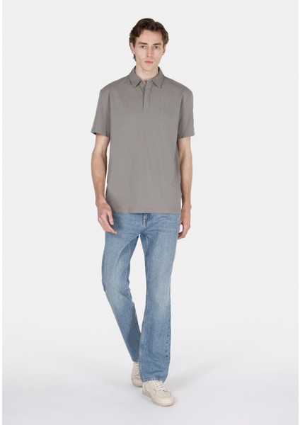 Comfort Fit Polo Yaka Düz Erkek Yeşil Kısa Kol Tişört CL1073959