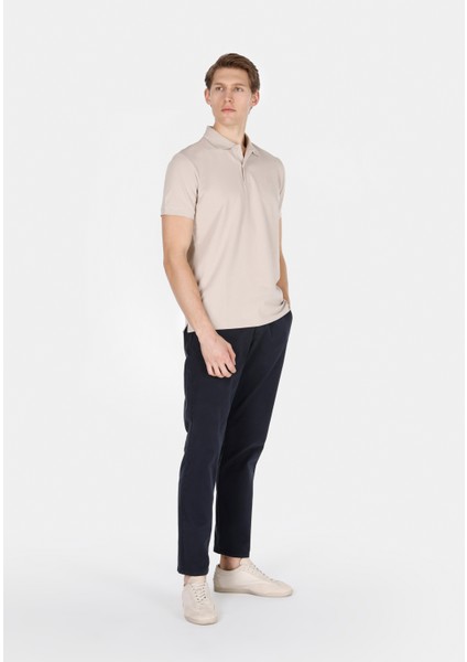 Regular Fit Polo Yaka Düz Erkek Bej Kısa Kol Tişört CL1073960