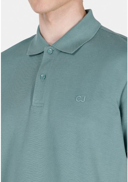 Regular Fit Polo Yaka Düz Erkek Yeşil Kısa Kol Tişört CL1073960