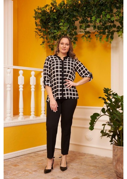 Şıklığın Anahtarı: Hakim Yaka Siyah Kareli Gömlek Büyük Beden fırsatları