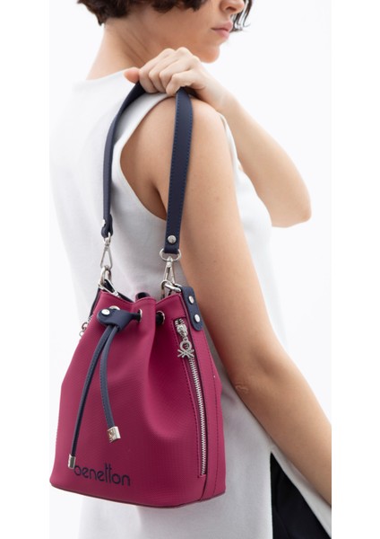 Unıted Colors Of Benetton Kadın Omuz Kol Çantası BNT 1595 - Mürdüm-Lacivert