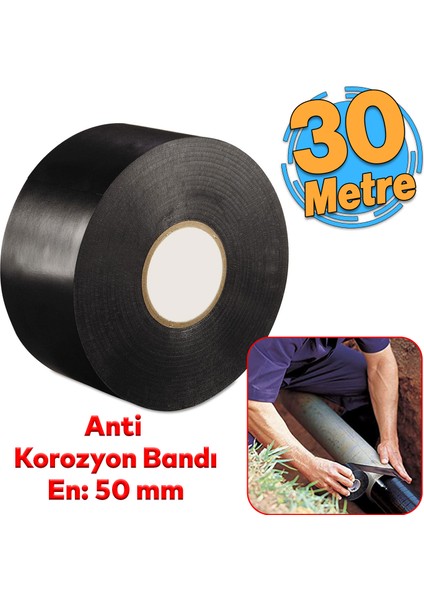 Anti Korozyon Bandı Metal Boru Pas Önleme İzolasyon Sarma Bant 50 mm x 30 Metre 1 Adet