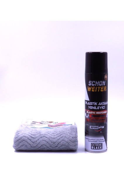 2'li Avantaj Set, Araç Plastik Aksam Yenileyici 500ML, Mikrofiber Magic Oto Yıkama Bezi, 50X70 cm