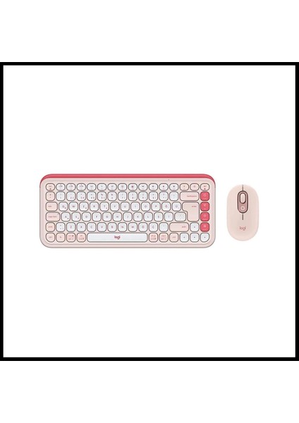 Logıtech Pop Icon Combo, Rose-Beyaz, 920-013077, Kablosuz, Türkçe Q, Klavye Mouse Set