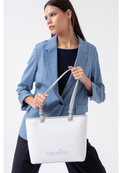 Kadın Kol Çantası BNT 1583 - Beyaz-A.Gri