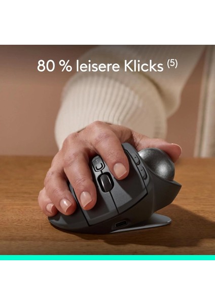 Logıtech 910-007260, Mx Ergo S Trackball Siyah, Bluetooth, 2048DPI, Optik, 8 Tuşlu, Kablosuz, Mouse
