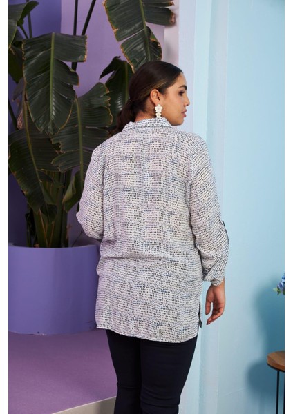 Zarafetin Ipeksi Dokunuşu: Büyük Beden Lacivert Ipek Viskon Tiril Tiril Kumaş Kol Detaylı Gömlek fırsatları