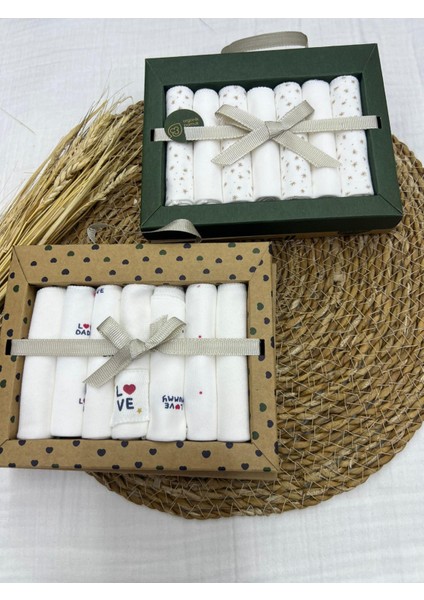 7'li Bebek Mendili 2 Paket Love ve Yıldız Desen 2025