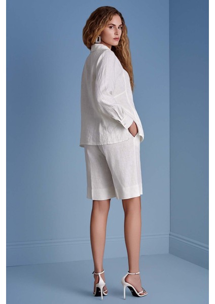 Geniş Paça Ekru Keten Bermuda fırsatları