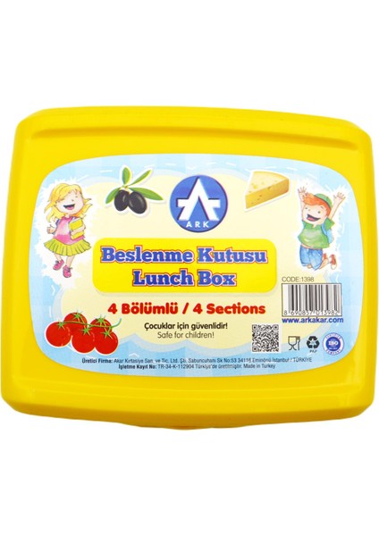 Kilitli 4 Bölmeli Beslenme Kutusu KOD:1398