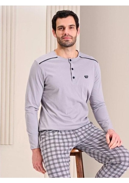 Erkek Üç Düğmeli Mevsimlik Pijama Takımı
