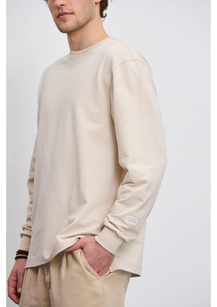 Eskitme Efektli Relax Fit Uzun Kol Tshirt fırsatları