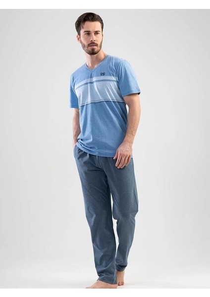 Erkek Büyük Beden V Yaka Kısa Kol Pijama Takım modelleri