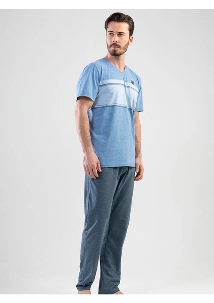 Erkek Büyük Beden V Yaka Kısa Kol Pijama Takım fırsatları