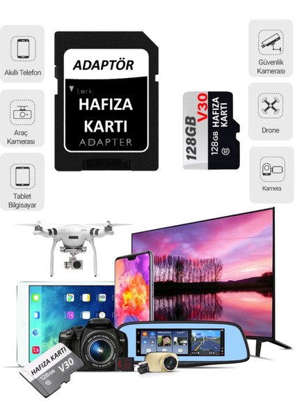 128 GB U3 Hafıza Kartı Faster Transfer Speed Class 10 4k Video Kayıt (V30)