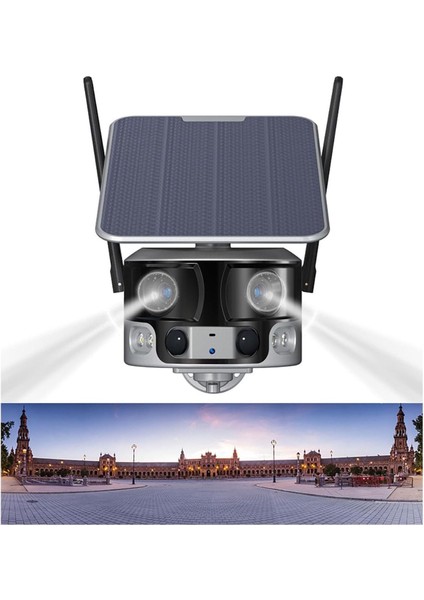 Zen Ip Kamera 4K / 8 Mp Panoramik Çift Lens 4g Sım Kart / Solar 180° Ultra Geniş Görüş Açısı