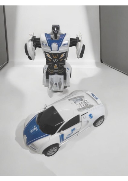Robot Polis Arabası 1:32 Kendinden Robota Dönüşebilen It Bırak Sürtmeli Mekanizma Transformer Araba