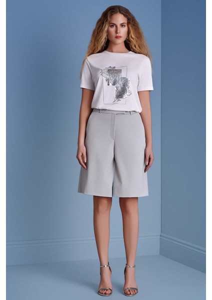 Kısa Kollu Beyaz Örme Bluz