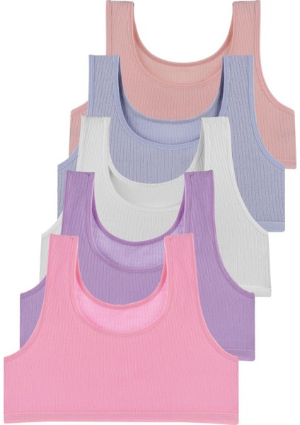 Kız Çocuk Garson Büstiyer 5 Li Paket Fitilli Kaşkorse Mıxcolor