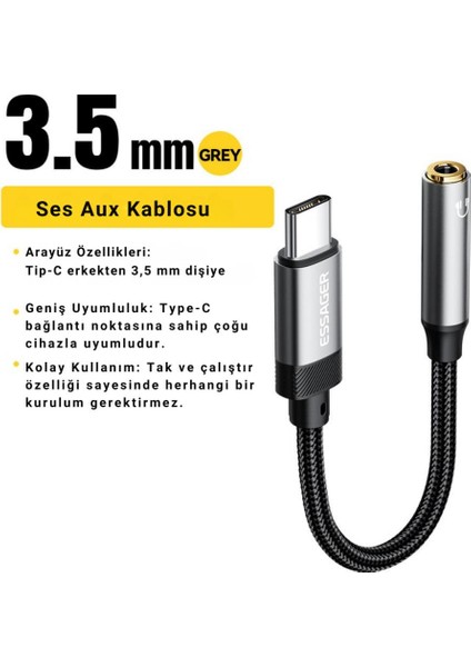 15CM Type C To 3.5mm Aux Kulaklık Ses Dönüştürücü Adaptör, Hifi Ses Destekli Aux Çevirici fiyatları