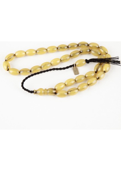 Sıkma Kehribar Beyzi Kesim 9x13.5 mm Tesbih