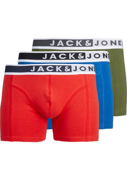 Erkek Logolu Pamuklu Düz Renk 3'lü Boxer Paketi - Jimmy
