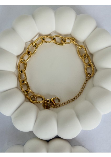 Leyya Jewelery Dokulu Yüzeyli Çelik Halkabileklik