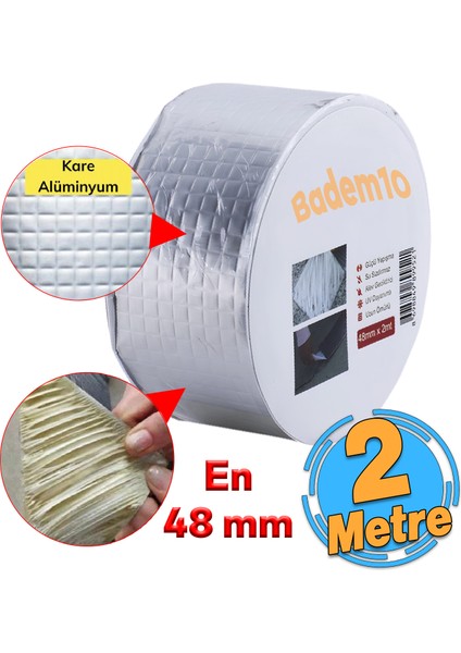 Çamur Bant Çatı Izolasyon Ses Su Yalıtım Tamir Sakız Bandı Gri 48 mm x 2 Metre 1 Adet