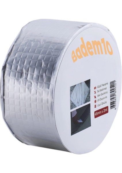 Çamur Bant Çatı Izolasyon Ses Su Yalıtım Tamir Sakız Bandı Gri 48 mm x 2 Metre 1 Adet