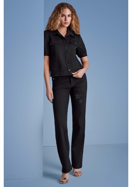 Kısa Kollu Siyah Jean Ceket