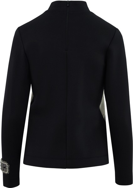 Kontrast Detaylı Yarım Balıkçı Siyah Sweatshirt modelleri